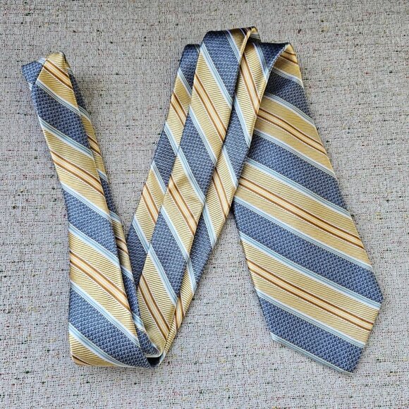 Robert Talbott Men Tie 100% Silk Necktie Gray/Gold Striped Necktie Made in USA - Picture 4 of 10